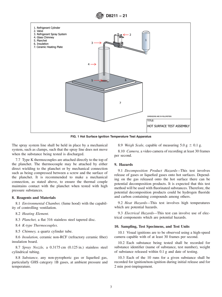 ASTM D8211-21 - Standard Test Method for Hot Surface Ignition Temperature of Gases on Flat Surface