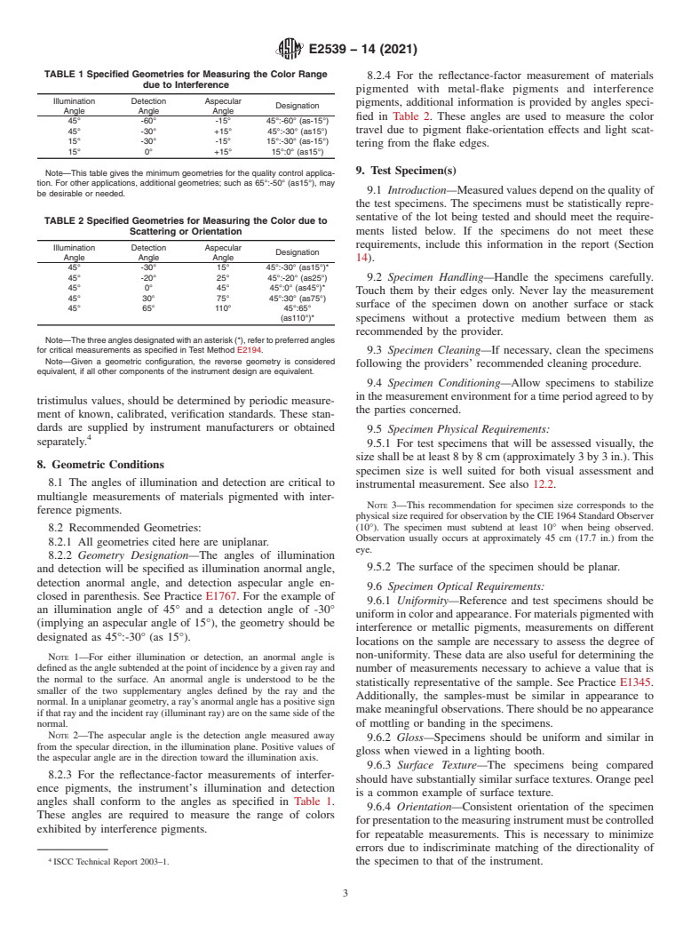 ASTM E2539-14(2021) - Standard Test Method for Multiangle Color Measurement of Interference Pigments