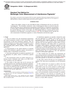 ASTM E2539-14(2021) ASTM E2539-14(2021) - Standard Test Method for Multiangle Color Measurement of Interference Pigments - Page 1 preview
