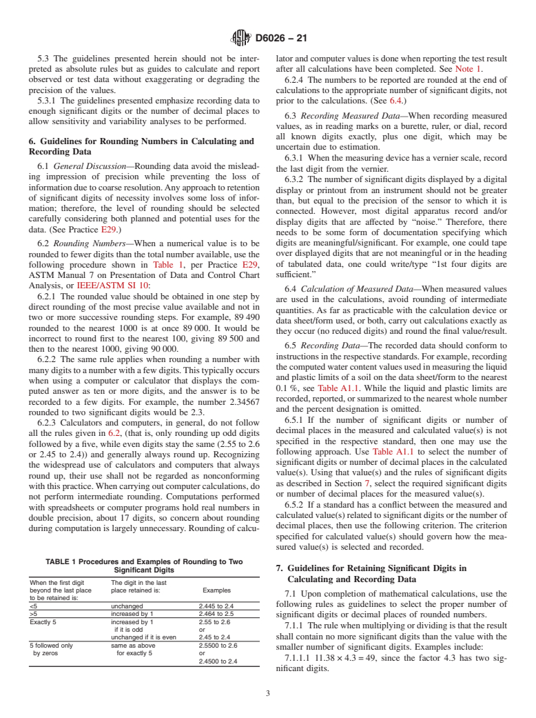 ASTM D6026-21 - Standard Practice for  Using Significant Digits and Data Records in Geotechnical Data