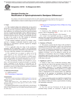 ASTM E2729-16(2021) ASTM E2729-16(2021) - Standard Practice for Rectification of Spectrophotometric Bandpass Differences - Page 1 preview