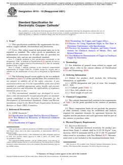 ASTM B115-10(2021) ASTM B115-10(2021) - Standard Specification for Electrolytic Copper Cathode - Page 1 preview