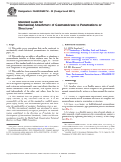 ASTM D6497/D6497M-02(2021) ASTM D6497/D6497M-02(2021) - Standard Guide for Mechanical Attachment of Geomembrane to Penetrations or Structures - Page 1 preview