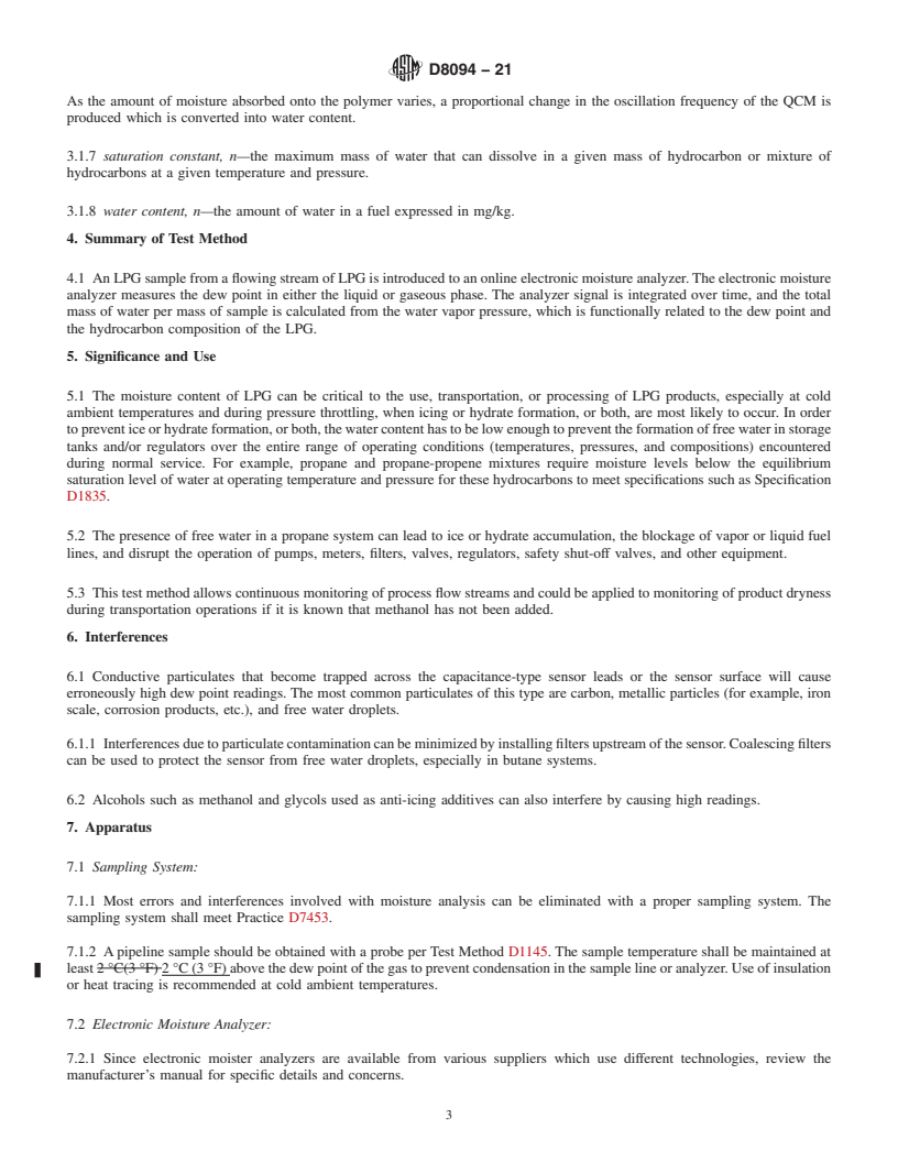 REDLINE ASTM D8094-21 - Standard Test Method for Determination of Water Content of Liquefied Petroleum Gases  (LPG) Using an Online Electronic Moisture Analyzer