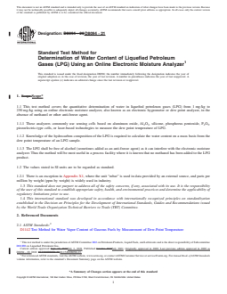 ASTM D8094-21 REDLINE ASTM D8094-21 - Standard Test Method for Determination of Water Content of Liquefied Petroleum Gases (LPG) Using an Online Electronic Moisture Analyzer - Page 1 preview