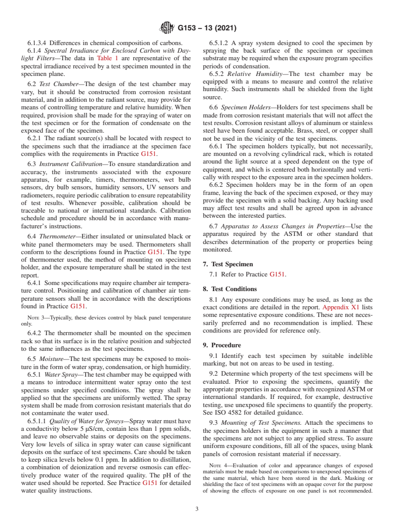 ASTM G153-13(2021) - Standard Practice for  Operating Enclosed Carbon Arc Light Apparatus for Exposure of Nonmetallic Materials