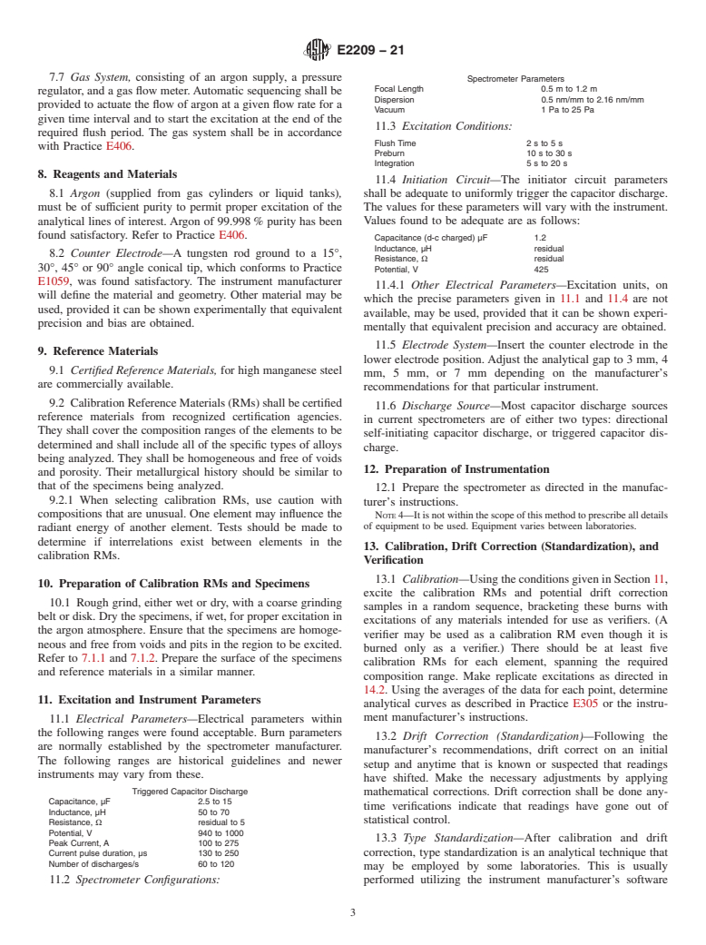 ASTM E2209-21 - Standard Test Method for  Analysis of High Manganese Steel by Spark Atomic Emission Spectrometry