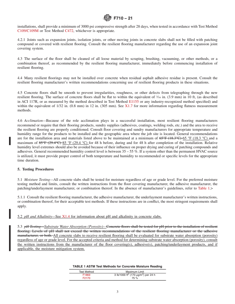REDLINE ASTM F710-21 - Standard Practice for  Preparing Concrete Floors to Receive Resilient Flooring