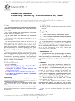 ASTM D1838-21 ASTM D1838-21 - Standard Test Method for Copper Strip Corrosion by Liquefied Petroleum (LP) Gases - Page 1 preview