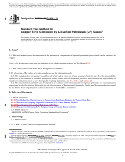 ASTM D1838-21 REDLINE ASTM D1838-21 - Standard Test Method for Copper Strip Corrosion by Liquefied Petroleum (LP) Gases - Page 1 preview