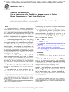 ASTM F526-21 ASTM F526-21 - Standard Test Method for Using Calorimeters for Total Dose Measurements in Pulsed Linear Accelerator or Flash X-ray Machines - Page 1 preview