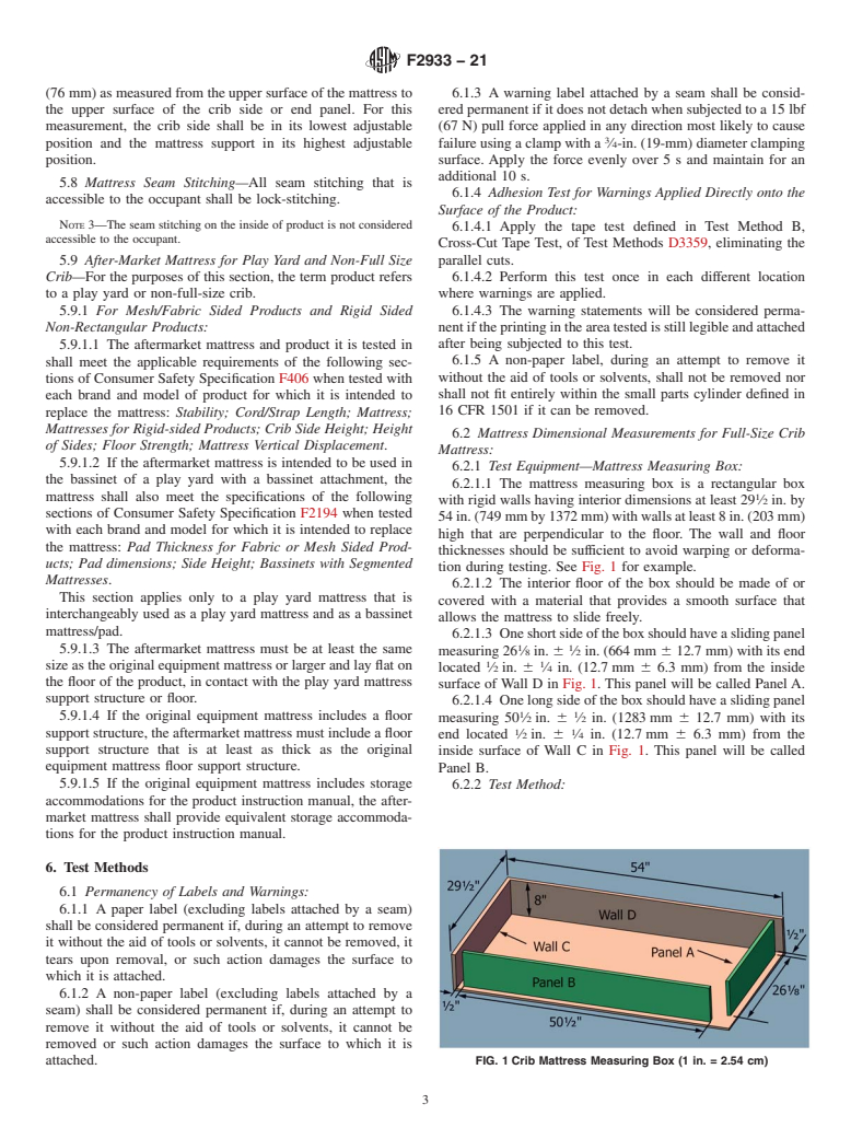 ASTM F2933-21 - Standard Consumer Safety Specification for Crib Mattresses