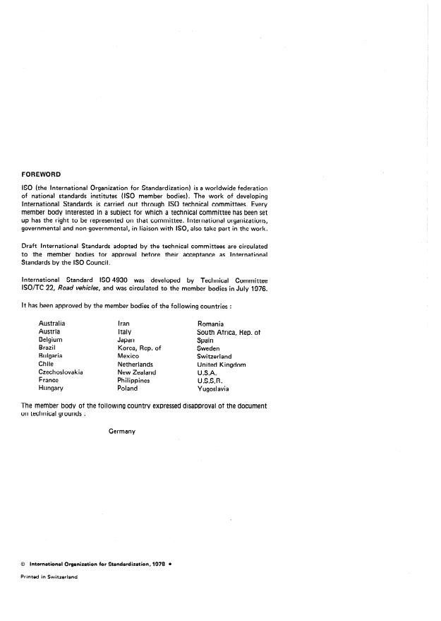 ISO 4930:1978 ISO 4930:1978 - Road vehicles -- Elastomeric seals for hydraulic disc brake cylinders using a non-petroleum base hydraulic brake fluid (Service temperature 150 degrees C max.) - Page 2 preview