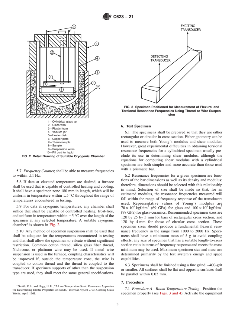 ASTM C623-21 - Standard Test Method for  Young&apos;s Modulus, Shear Modulus, and Poisson&apos;s Ratio  for Glass and Glass-Ceramics by Resonance