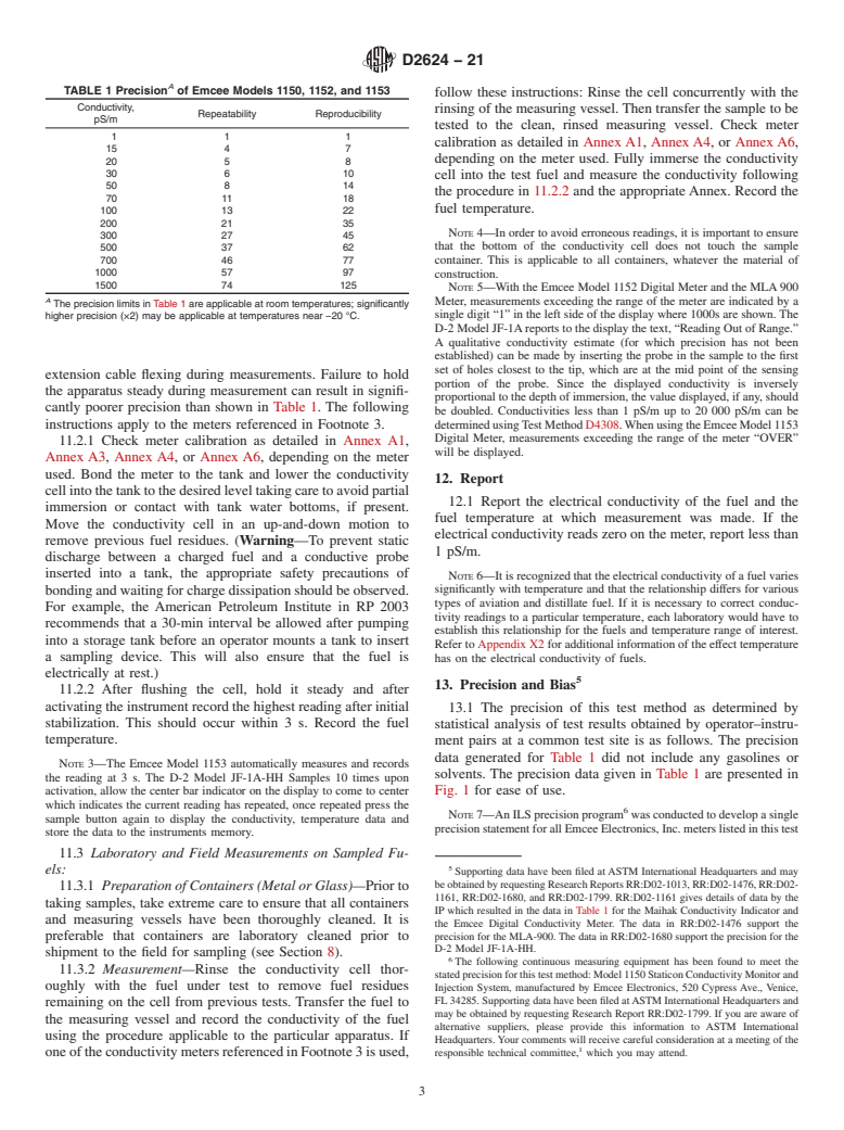 ASTM D2624-21 - Standard Test Methods for  Electrical Conductivity of Aviation and Distillate Fuels