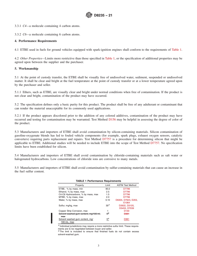 REDLINE ASTM D8235-21 - Standard Specification for Ethyl Tertiary-Butyl Ether (ETBE) for Blending with Gasolines  for Use as Automotive Spark-Ignition Engine Fuel