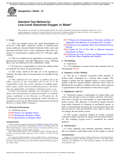 ASTM D5543-21 ASTM D5543-21 - Standard Test Method for Low-Level Dissolved Oxygen in Water - Page 1 preview