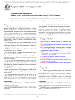 ASTM D6450-16a(2021) ASTM D6450-16a(2021) - Standard Test Method for Flash Point by Continuously Closed Cup (CCCFP) Tester - Page 1 preview