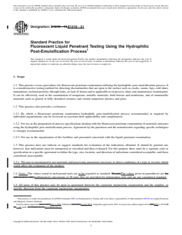 ASTM E1210-21 REDLINE ASTM E1210-21 - Standard Practice for Fluorescent Liquid Penetrant Testing Using the Hydrophilic Post-Emulsification Process - Page 1 preview