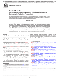 ASTM E3239-21 ASTM E3239-21 - Standard Guide for Using Statistical Process Control Principles for Routine Dosimetry in Radiation Processing - Page 1 preview