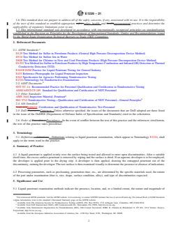 ASTM E1220-21 REDLINE ASTM E1220-21 - Standard Practice for Visible Penetrant Testing Using Solvent-Removable Process - Page 2 preview
