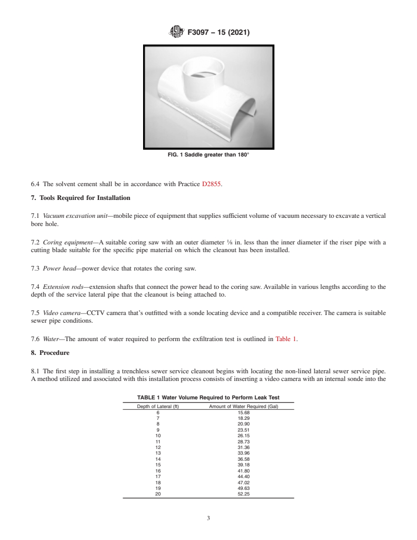 REDLINE ASTM F3097-15(2021) - Standard Practice for Installation of an Outside Sewer Service Cleanout through a  Minimally Invasive Small Bore Vacuum Excavation