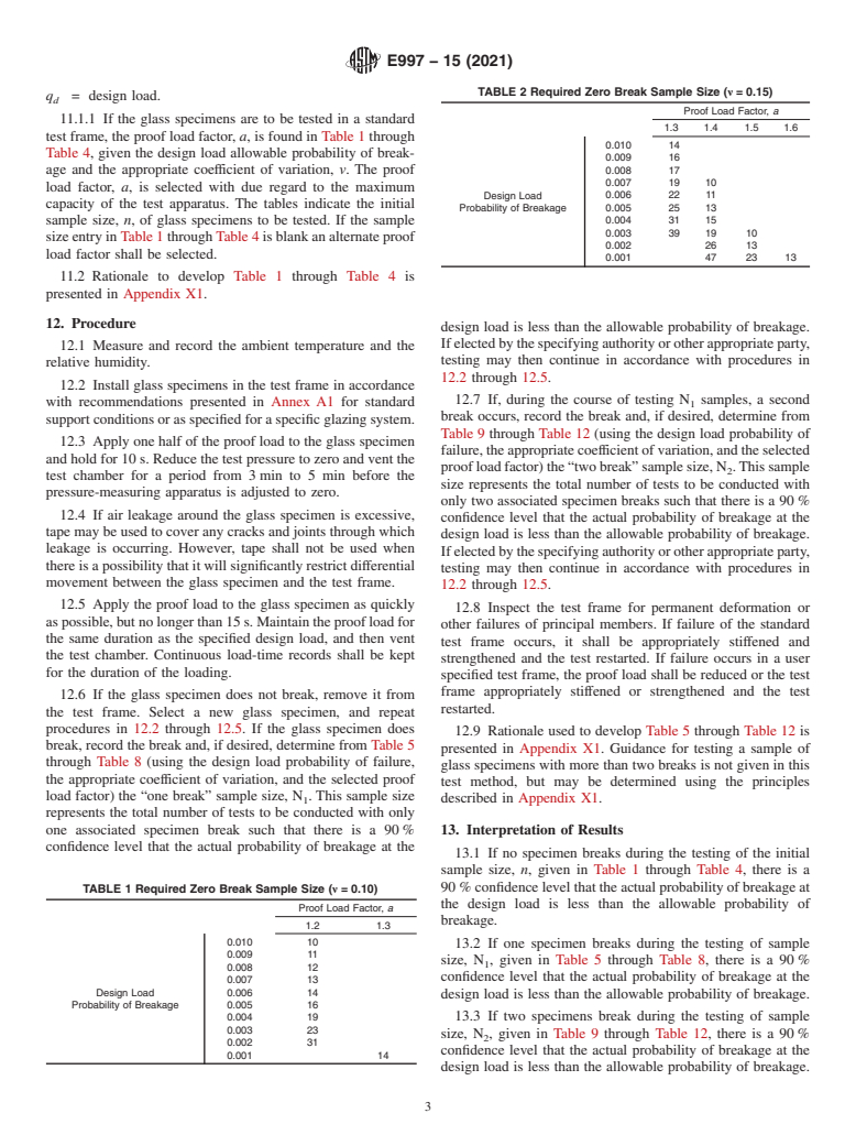 ASTM E997-15(2021) - Standard Test Method for Evaluating Glass Breakage Probability Under the Influence of  Uniform Static Loads by Proof Load Testing