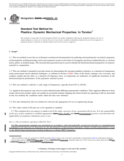 ASTM D5279-21 REDLINE ASTM D5279-21 - Standard Test Method for Plastics: Dynamic Mechanical Properties: In Torsion - Page 1 preview