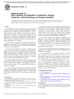 ASTM E3268-21 - Standard Guide for NAPL Mobility and Migration in Sediment—Sample Collection,  Field Screening, and Sample Handling