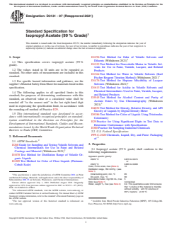 ASTM D3131-07(2021) ASTM D3131-07(2021) - Standard Specification for Isopropyl Acetate (99 % Grade) - Page 1 preview
