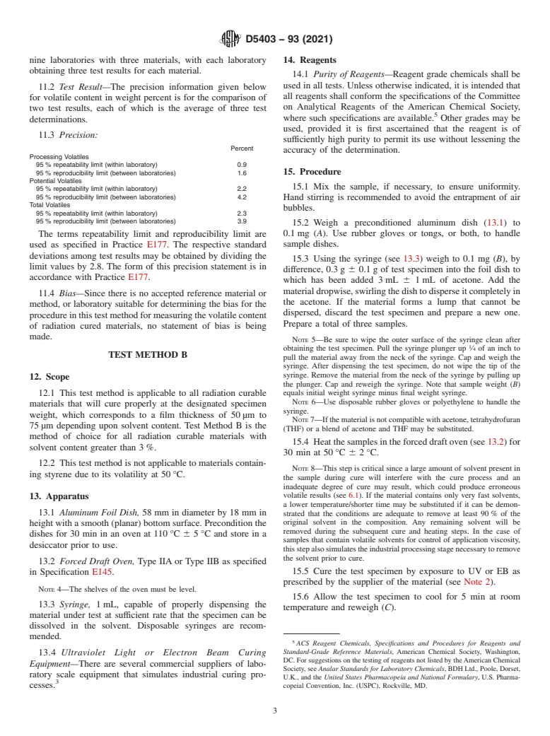 ASTM D5403-93(2021) - Standard Test Methods for Volatile Content of Radiation Curable Materials