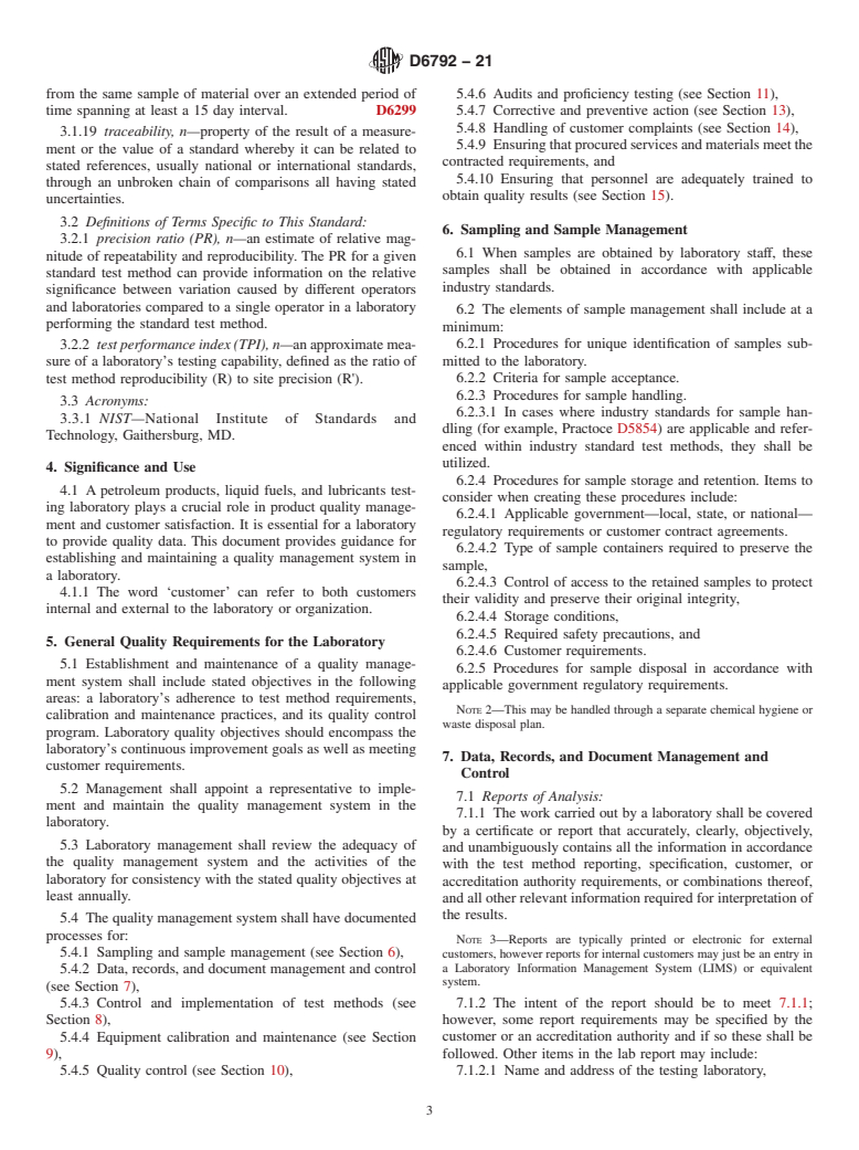 ASTM D6792-21 - Standard Practice for Quality Management Systems in Petroleum Products, Liquid Fuels,  and Lubricants Testing Laboratories