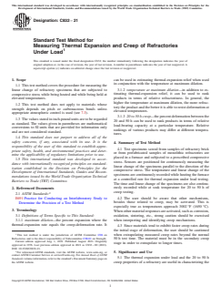ASTM C832-21 ASTM C832-21 - Standard Test Method for Measuring Thermal Expansion and Creep of Refractories Under Load - Page 1 preview