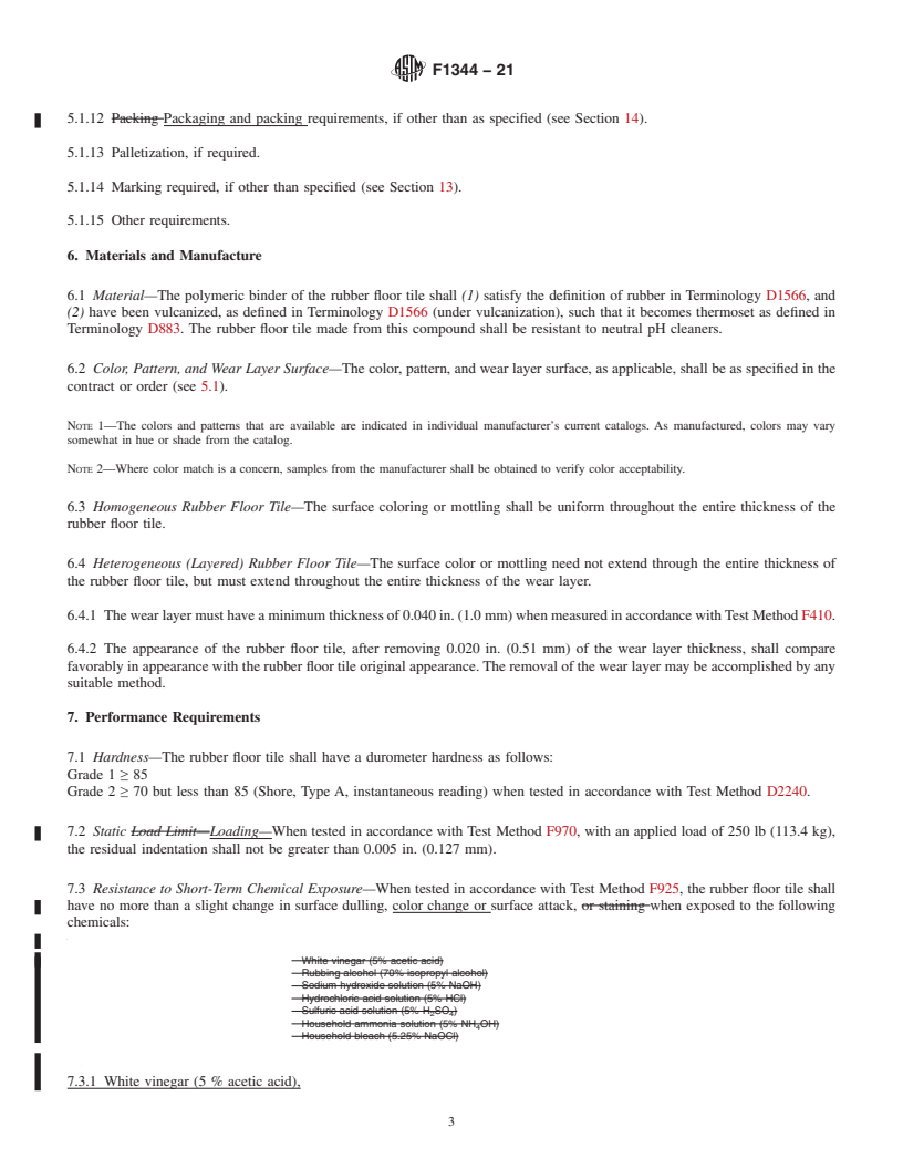 REDLINE ASTM F1344-21 - Standard Specification for  Rubber Floor Tile