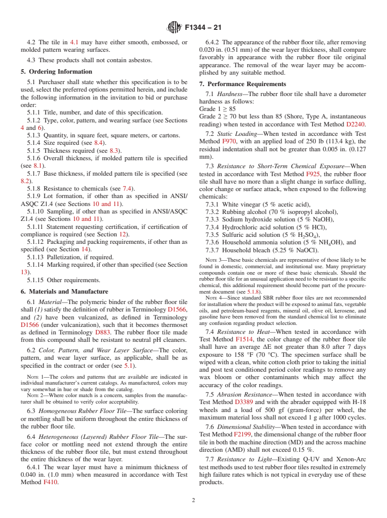 ASTM F1344-21 - Standard Specification for  Rubber Floor Tile