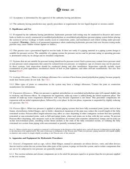 ASTM F2164-21 REDLINE ASTM F2164-21 - Standard Practice for Field Leak Testing of Polyethylene (PE) and Crosslinked Polyethylene (PEX) Pressure Piping Systems Using Hydrostatic Pressure - Page 3 preview