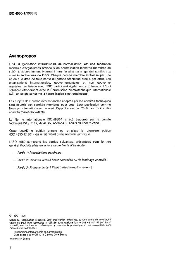 ISO 4950-1:1995 ISO 4950-1:1995 - Produits plats en acier a haute limite d'élasticité - Page 2 preview