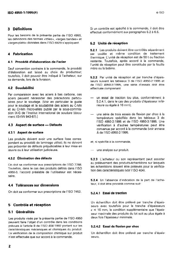 ISO 4950-1:1995 ISO 4950-1:1995 - Produits plats en acier a haute limite d'élasticité - Page 4 preview