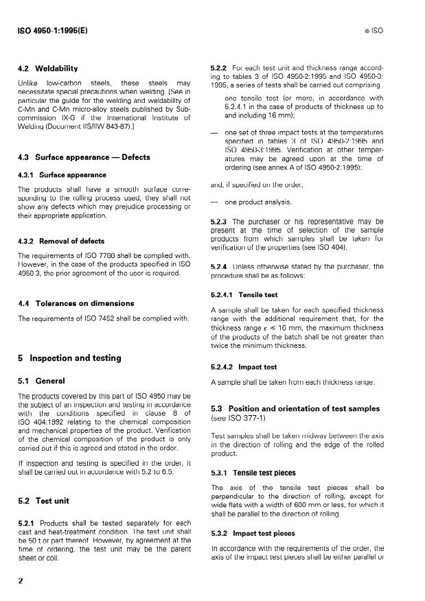 ISO 4950-1:1995 ISO 4950-1:1995 - High yield strength flat steel products - Page 4 preview
