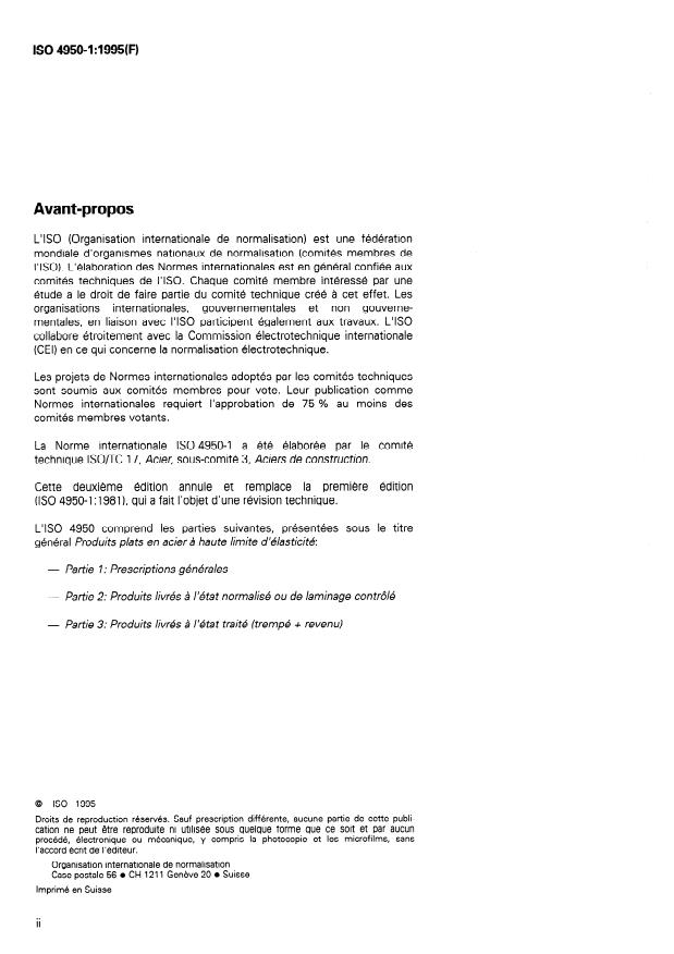ISO 4950-1:1995 ISO 4950-1:1995 - Produits plats en acier a haute limite d'élasticité - Page 2 preview