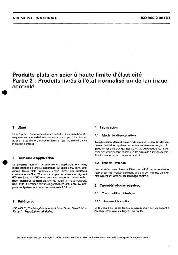 ISO 4950-2:1981 - Produits plats en acier a haute limite d'élasticité