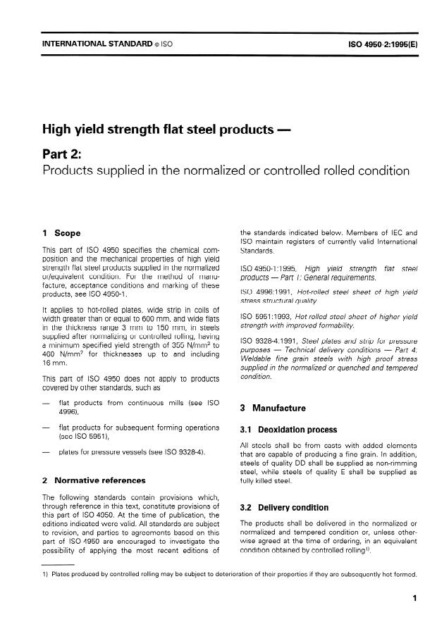ISO 4950-2:1995 - High yield strength flat steel products