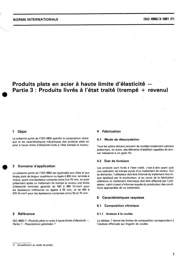 ISO 4950-3:1981 - Produits plats en acier a haute limite d'élasticité