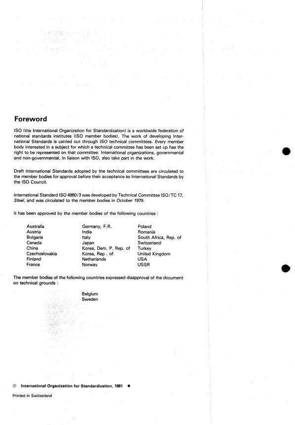 ISO 4950-3:1981 ISO 4950-3:1981 - High yield strength flat steel products - Page 2 preview