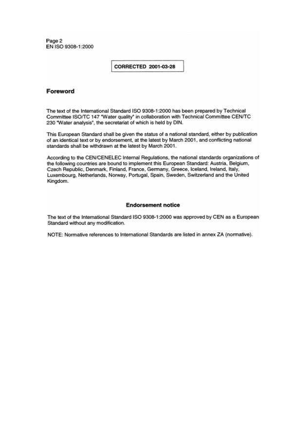 EN ISO 9308-1:2000 EN ISO 9308-1:2001 - Page 4 preview