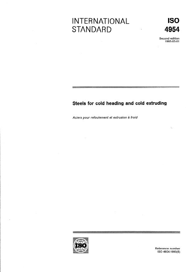 ISO 4954:1993 - Steels for cold heading and cold extruding