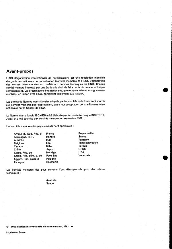 ISO 4955:1983 ISO 4955:1983 - Aciers et alliages réfractaires - Page 2 preview