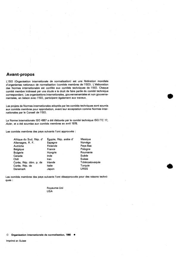 ISO 4957:1980 ISO 4957:1980 - Aciers a outils - Page 2 preview