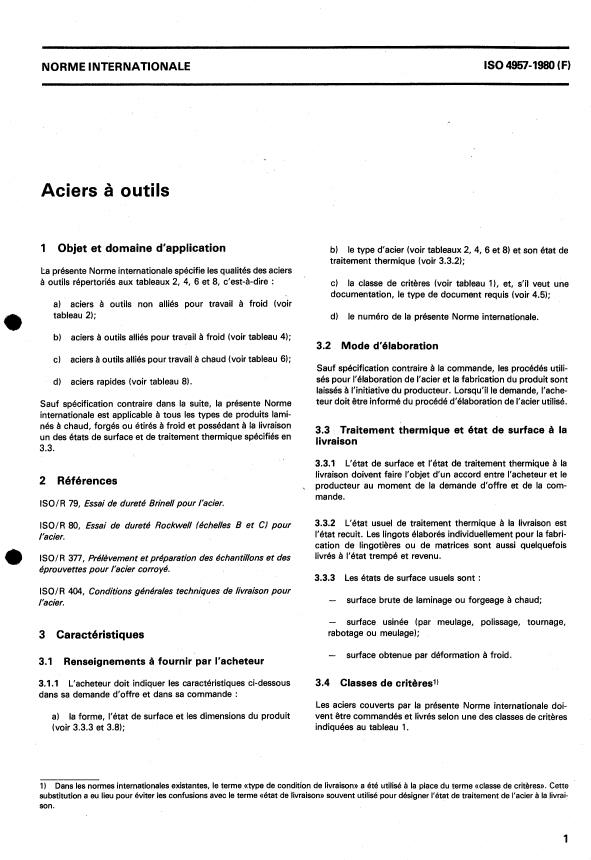 ISO 4957:1980 - Aciers a outils