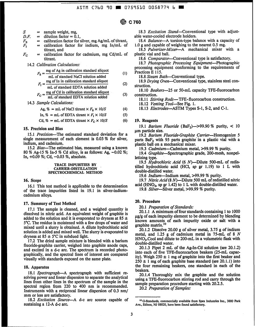 ASTM C760-90 - Standard Test Methods for Chemical and Spectrochemical Analysis of Nuclear-Grade Silver-Indium-Cadmium Alloys